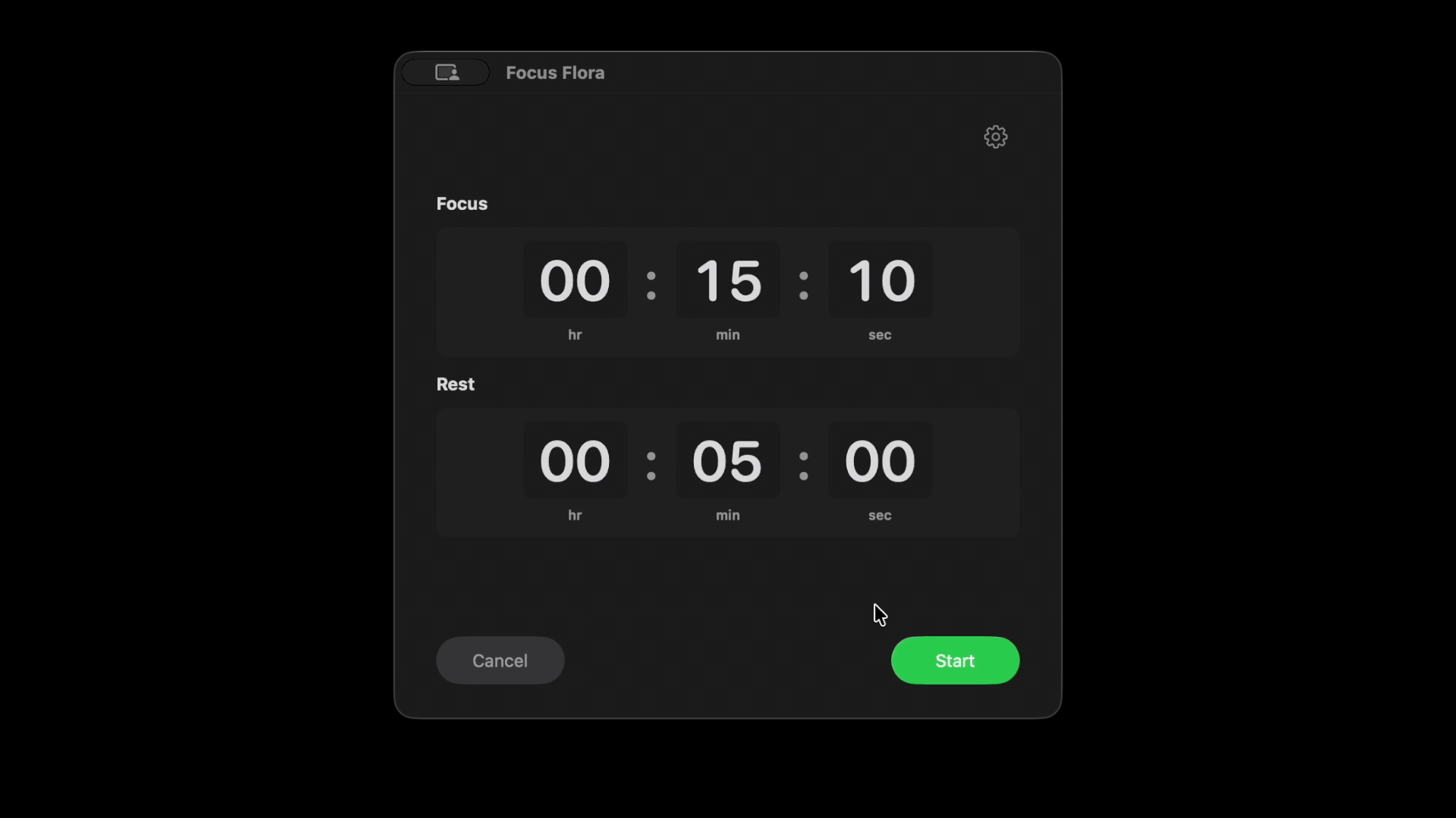 macOS basic usage demo for the Focus Pomodoro App